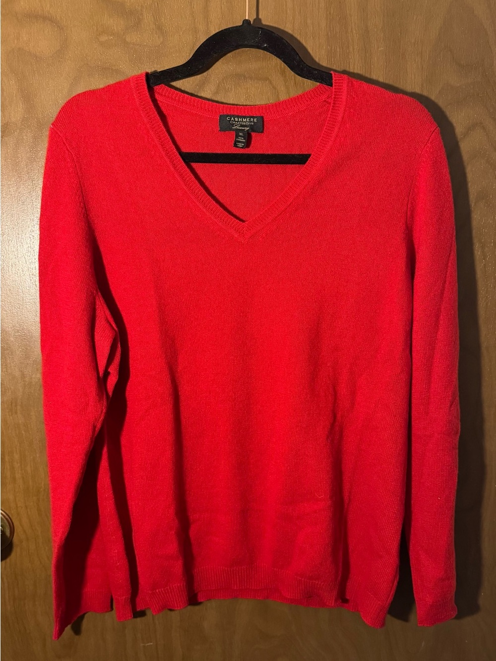 Charter Club Luxury Women’s 100% Cashmere Knit Red V-Neck Pullover Sweater - XL